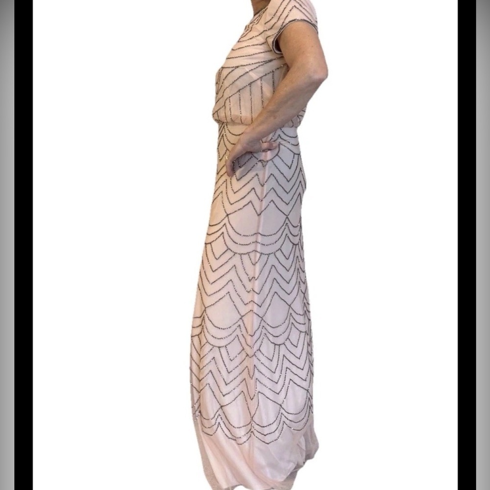 Adrianna Papell Blush Pink Beaded Tulle Gown Embellished Formal Dress 6 - Picture 17 of 17